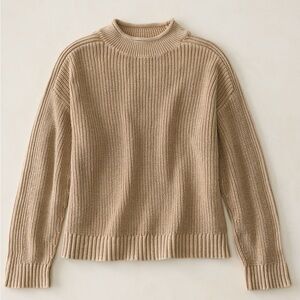 Haven Well Within Garment-Dyed Organic Cotton Rollneck Sweater Camel Tan Small